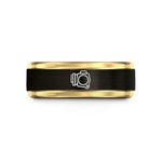 men’s comfort fit rings – black & gold tungsten throttle wedding band