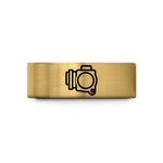 mens durable wedding band – gold tungsten throttle wedding band