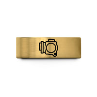 mens durable wedding band – gold tungsten throttle wedding band