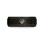 tungsten wedding band him – black & rose gold tungsten circuit heart wedding band