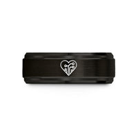 tungsten wedding band him – black & rose gold tungsten circuit heart wedding band