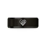 mens black tungsten rings – black & rose gold tungsten circuit heart wedding band