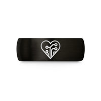 engraved tungsten ring him – black tungsten circuit heart wedding band