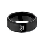 quality tungsten carbide rings – black tungsten horns sign wedding band