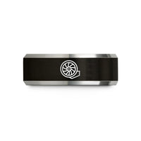 engraved tungsten rings him – black & gray tungsten jet turbine fan wedding band
