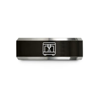engraved bands for him – black & grey tungsten laser cutter wedding band