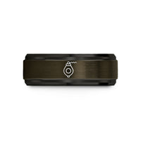 ladies tungsten carbide band – gunmetal & black tungsten chalk line wedding band