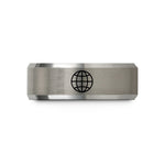 tungsten rings for her – black & gray tungsten globe grid wedding band