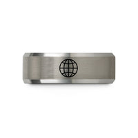 tungsten rings for her – black & gray tungsten globe grid wedding band