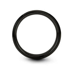 tungsten bands for her – globe grid engraving on black & grey tungsten wedding band