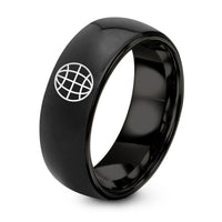 Tungsten Carbide Rings for Women – black tungsten globe grid ring