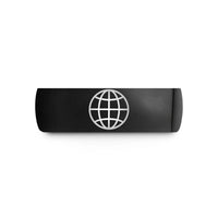 tungsten bands for her – black tungsten globe grid wedding band