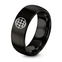 Tungsten Carbide Rings for Women – black tungsten globe grid ring