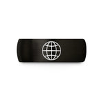 women's tungsten wedding band – black tungsten globe grid wedding band