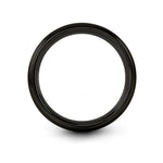 comfort fit tungsten ring – globe grid engraving on black tungsten wedding band