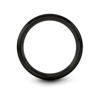 comfort fit tungsten ring – globe grid engraving on black tungsten wedding band