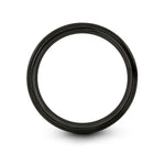 comfort fit tungsten ring – globe grid engraving on black tungsten wedding band