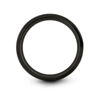 comfort fit tungsten ring – globe grid engraving on black tungsten wedding band
