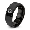 Globe Grid – Tungsten Wedding Band, 8 mm, Black Comfort-Fit Unisex