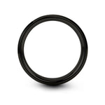 women's tungsten wedding band – globe grid engraving on black tungsten wedding band