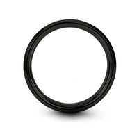 women's tungsten wedding band – globe grid engraving on black tungsten wedding band