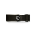 tungsten band for her – black & grey tungsten unicorn wedding band