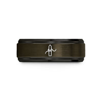 couples matching wedding bands – gunmetal & black tungsten snow picket rope wedding band