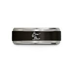 tungsten comfort fit rings – black & blue & gray tungsten wakeboarder silhouette wedding band