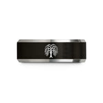matching tungsten promise rings – black & grey tungsten weeping willow wedding band