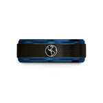 couples tungsten wedding bands – black & blue tungsten western hemisphere wedding band