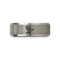 men's tungsten wedding band – black & silver tungsten eagle flight wedding band