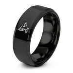 engraved rings for him – black tungsten eagle flight ring