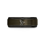 men's durable wedding ring – gunmetal & black tungsten eagle flight wedding band