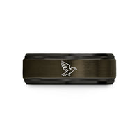 men's durable wedding ring – gunmetal & black tungsten eagle flight wedding band