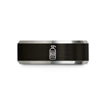 men's tungsten wedding band – black & grey tungsten nitrous bottle wedding band