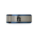 engraved tungsten ring him – blue & silver tungsten plancks constant wedding band