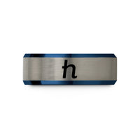 engraved tungsten ring him – blue & silver tungsten plancks constant wedding band