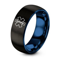 Tungsten Carbide Rings Sets – black & blue tungsten life ems ring