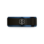 black tungsten ring set – black & blue tungsten life ems wedding band