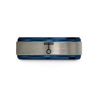 wedding bands for couples – black & blue & grey tungsten pendulum wedding band
