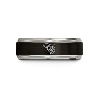 unisex tungsten wedding bands – black & blue & silver tungsten shrimp wedding band