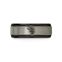 tungsten rings for couples – black & blue & gray tungsten shrimp wedding band