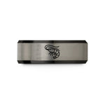 engraved tungsten carbide rings – black & blue & gray tungsten shrimp wedding band