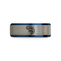 tungsten rings for couples – black & blue & silver tungsten shrimp wedding band