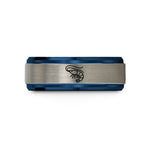 couples matching ring sets – blue & grey tungsten shrimp wedding band