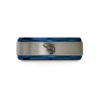 couples matching ring sets – blue & grey tungsten shrimp wedding band