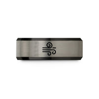 tungsten bands for men – black & silver tungsten wind gust waveform wedding band