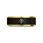men's matching ring sets – black & gold tungsten bird of paradise wedding band