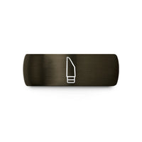 unique wedding ring pairs – gunmetal & black tungsten clarinet mouthpiece wedding band