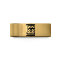 matching bands for couples – gold tungsten spell book wedding band